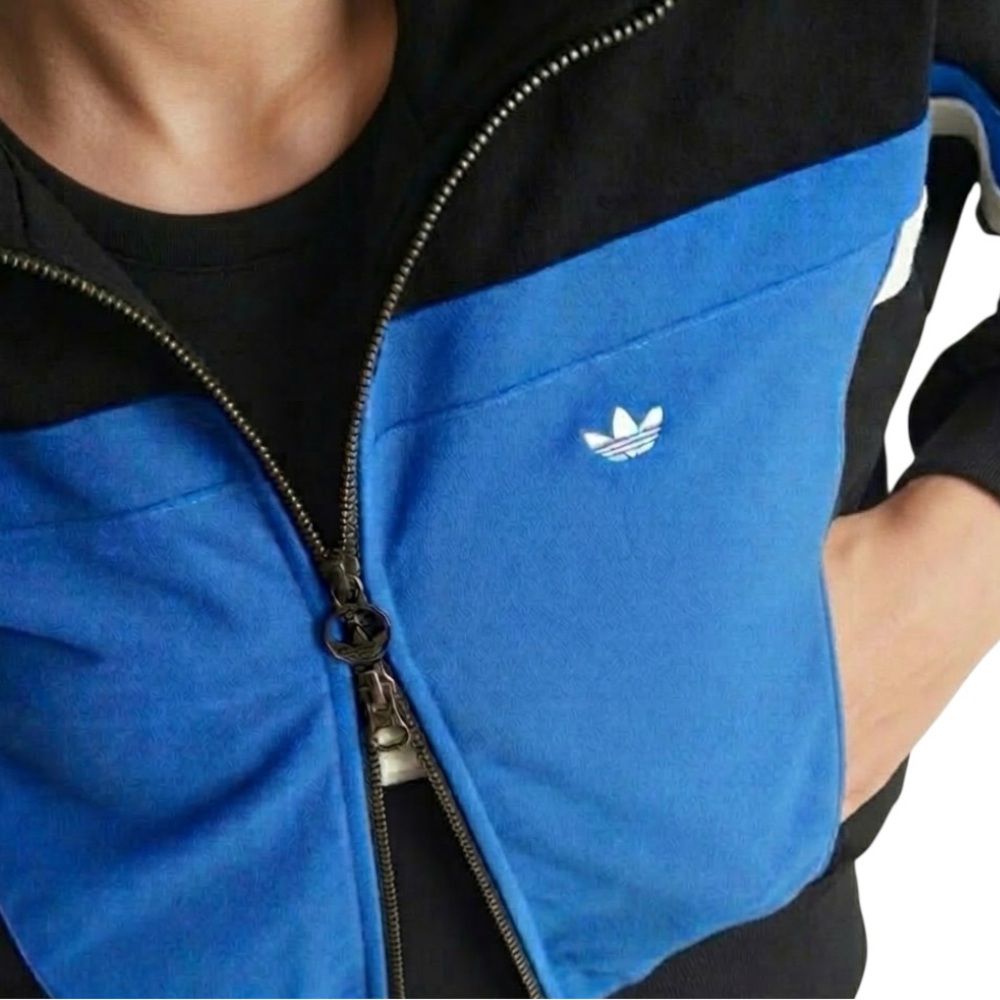 Adidas Women’s XL Adidas Blocking Track Jacket. Black. Blue. Off White. NWT - Picture 3 of 4
